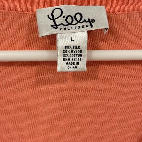 Vintage Lilly Pulitzer silk blend sweater top coral L large - Picture 2 of 3